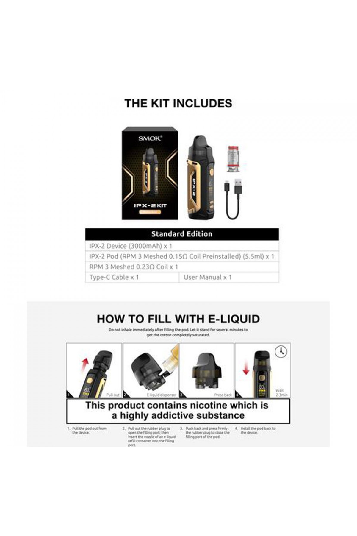 Smok IPX 2 80W Pod Mod 3000mAh Smok IPX 2 80W Pod Mod 3000mAh