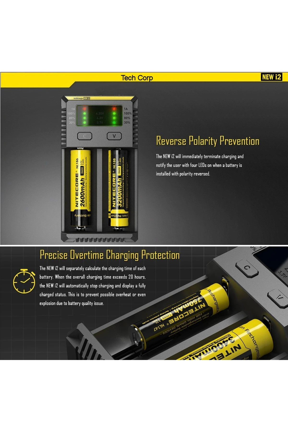 Nitecore New i2 Li-ion 18650 Pil Şarj Aleti