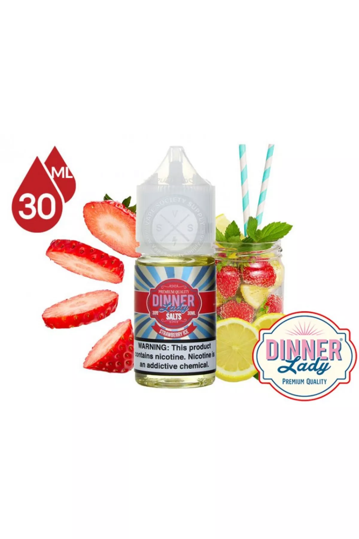 Dinner Lady - Strawberry Ice Salt Likit (30ML) Dinner Lady - Strawberry Ice Salt Likit (30ML)
