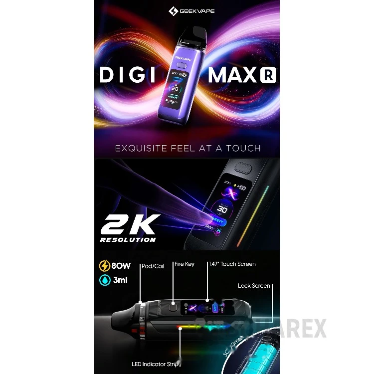 Geek Vape Digi MAX R 80W Kit renk seçenekleri ve genel görünüm